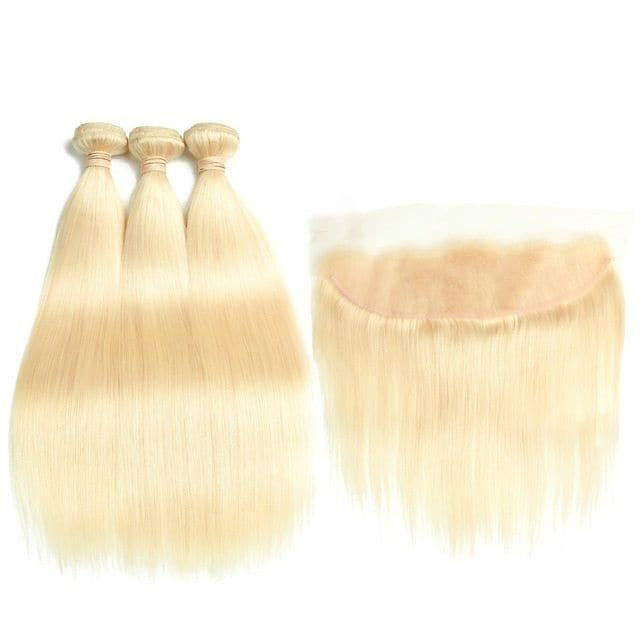 Blonde Hair Straight/Body Wave 3 Bundles With 13x6 HD Frontal Deal