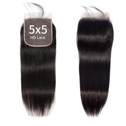 Raw Luxury Straight 5x5 Transparent Closure