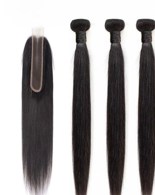 Raw Luxury Straight 3 Bundles With 2x6 Transparent Closure Deal
