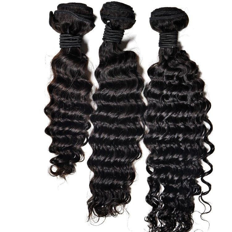 Raw Luxury Deep Wave 3 Bundles With 4X4 Transparent Closure Deal