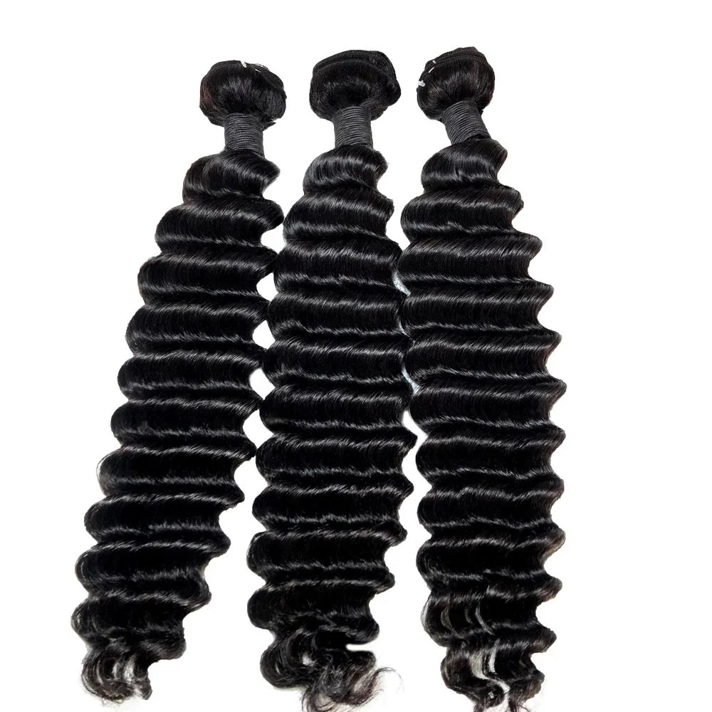 Raw Luxury Deep Wave 3 Bundles With 13X4 HD Frontal Deal